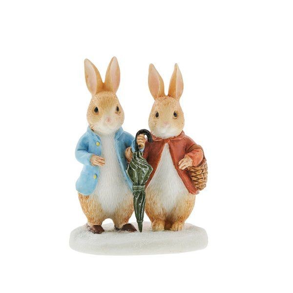 Peter Rabbit & Flopsy With Umbrella Figurine