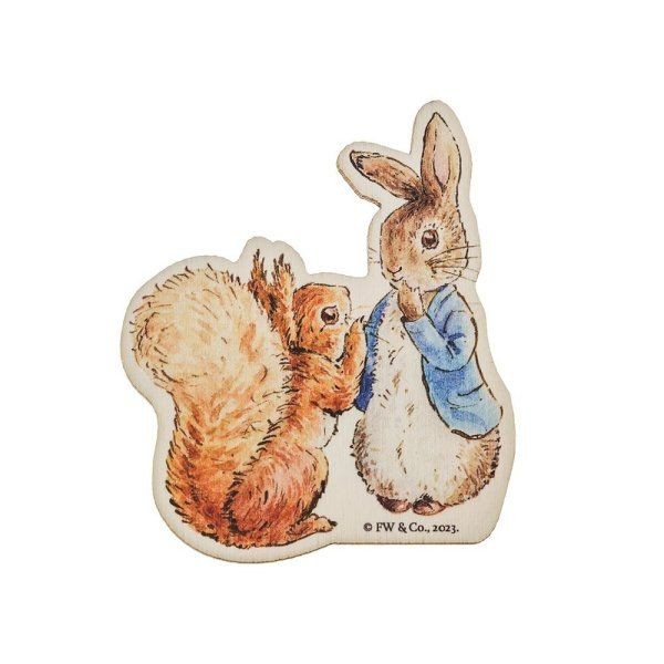 Peter Rabbit & Squirrel Wooden Magnet