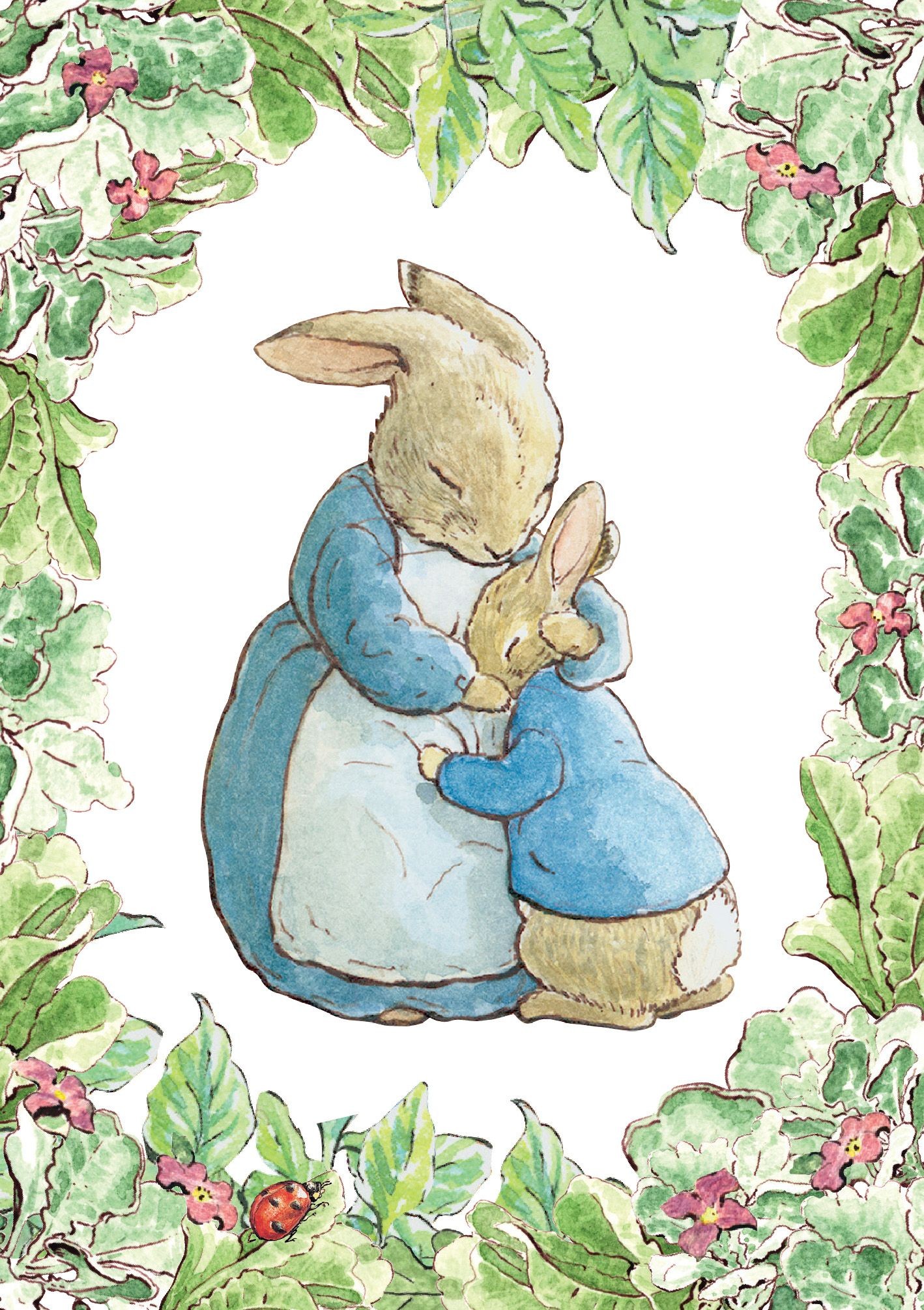 Beatrix Potter Wenskaart - Peter Rabbit & Mom