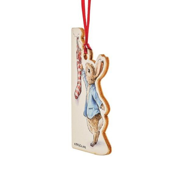 Peter Rabbit w Stocking Wooden Ornament
