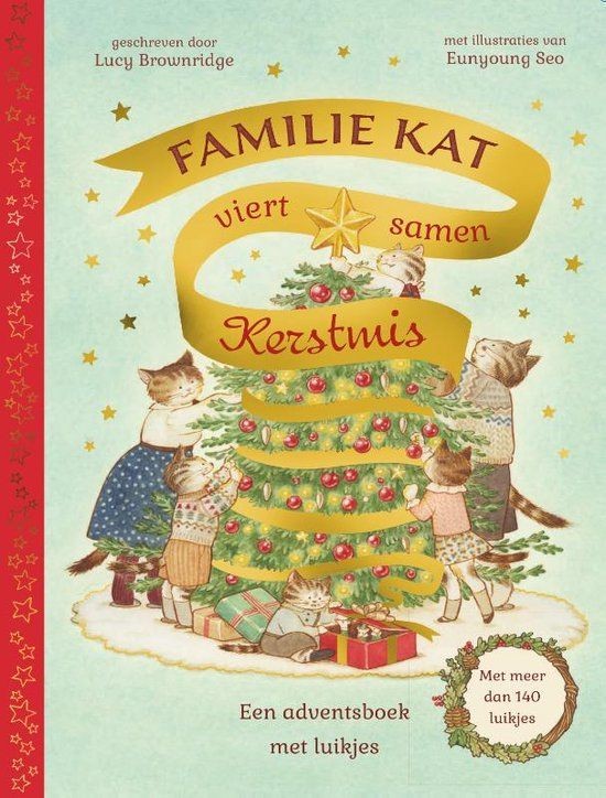 Familie kat viert samen kerstmis