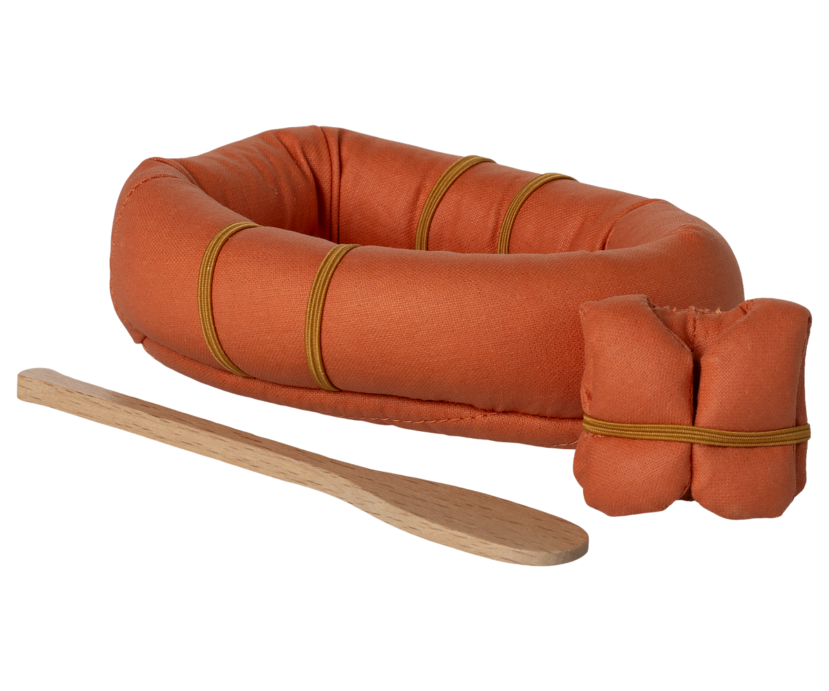 Maileg - Rubber boat set, mouse - orange